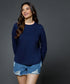 Long Sleeve Blue Crew Neck T-Shirt